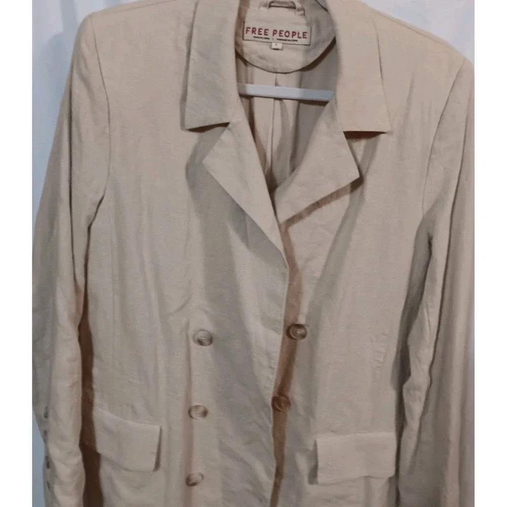 Vtg Free People S Blazer Olivia Oversized Retro Linen Blend Casual Coat READ